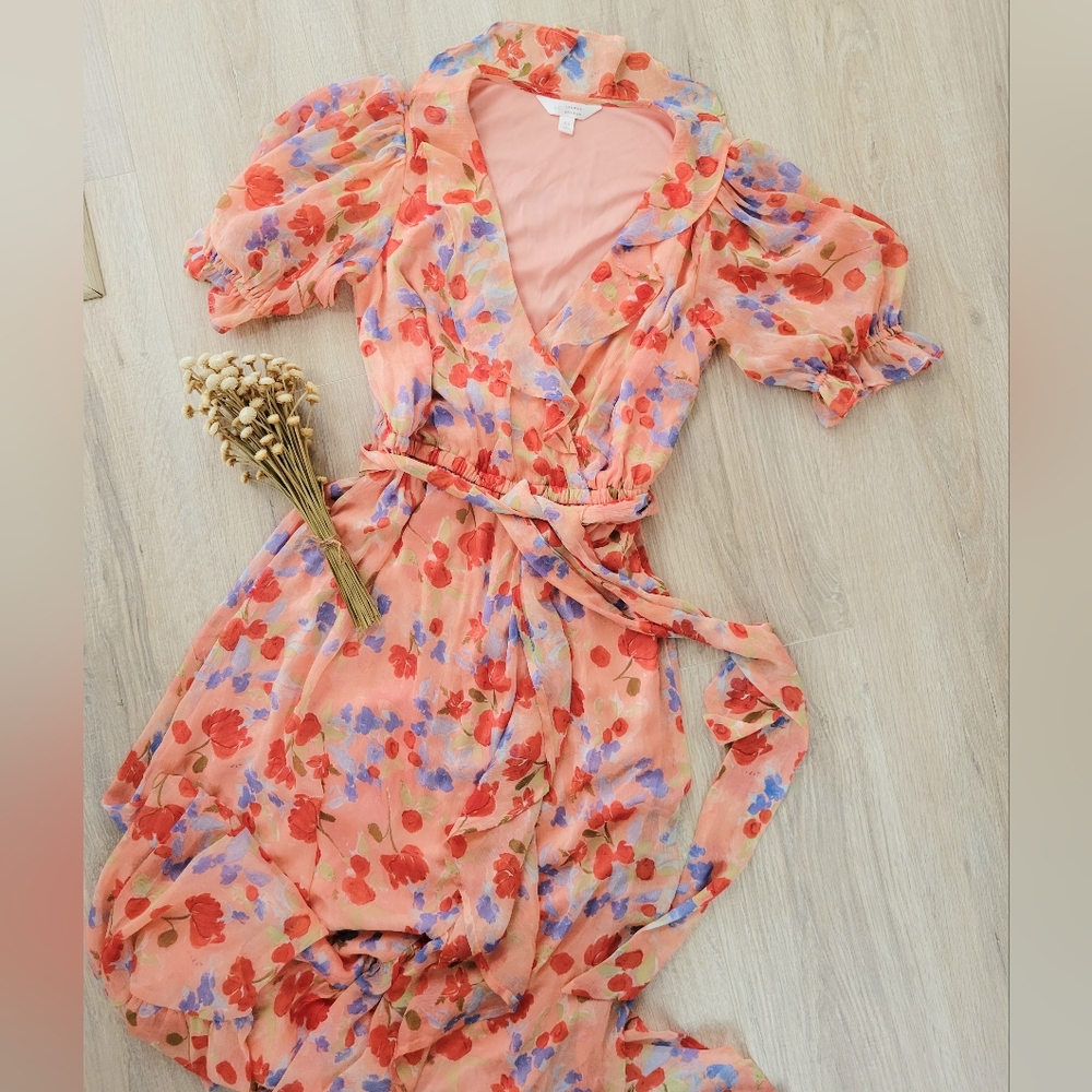 Lauren Conrad ruffled wrap floral dress